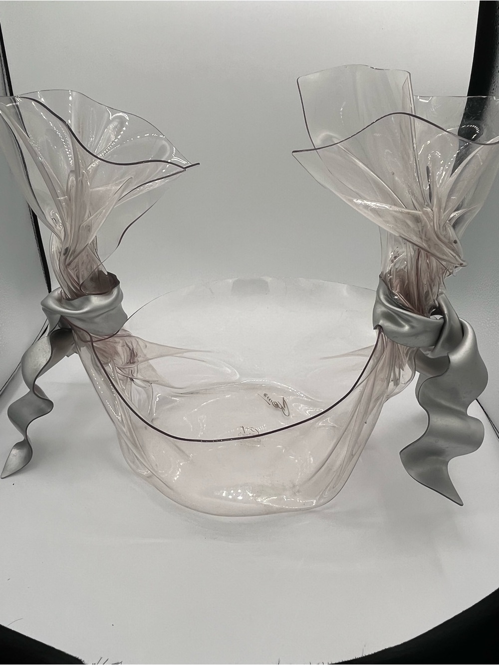 1990's CT Design Acryllic Lucite Bowl MCM Art Sculpture with "Twisted" Ends